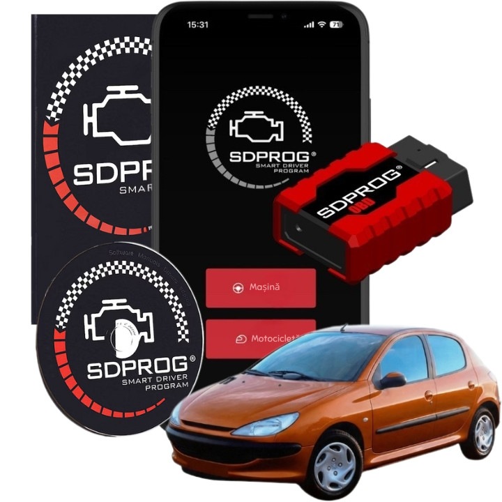 Interfata Diagnoza Auto pentru Peugeot SDProg OBD, Negru + Programul SDProg in limba romana