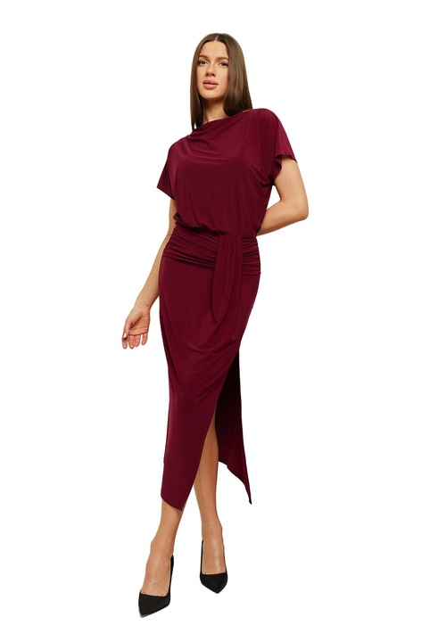 Rochie midi dama MOE, poliester, visiniu, L