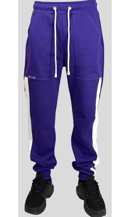 Pantaloni CELEVRI cu buzunare mari si dungi albe, din 100% bumbac, de barbat, Mov