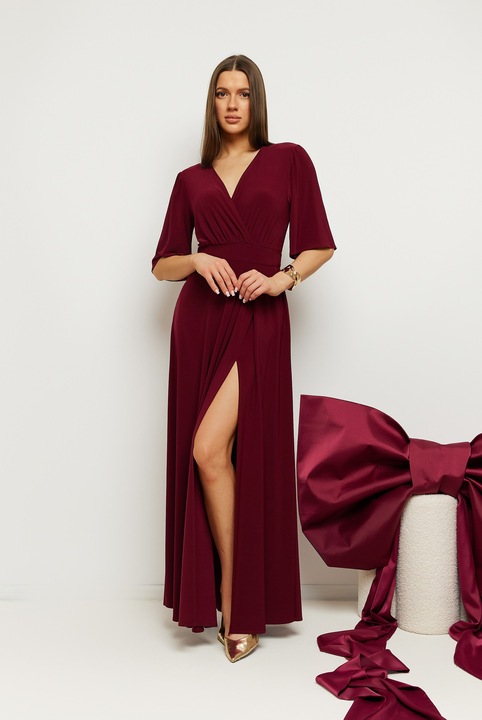 Estélyi ruha magas lábszárhasítékkal - barna M