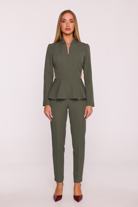 Compleu dama MOE, cu decolteu in V, maneci lungi, kaki, S