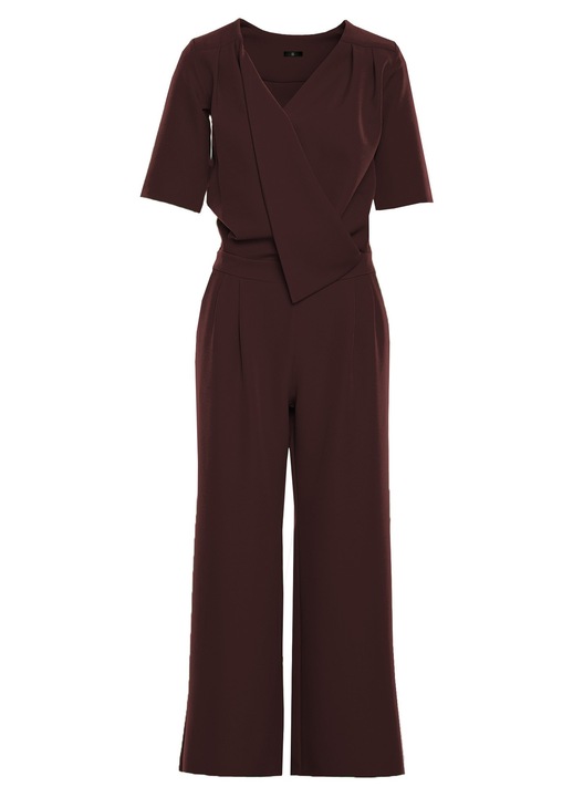 Elegáns, széles szárú overál - barna M