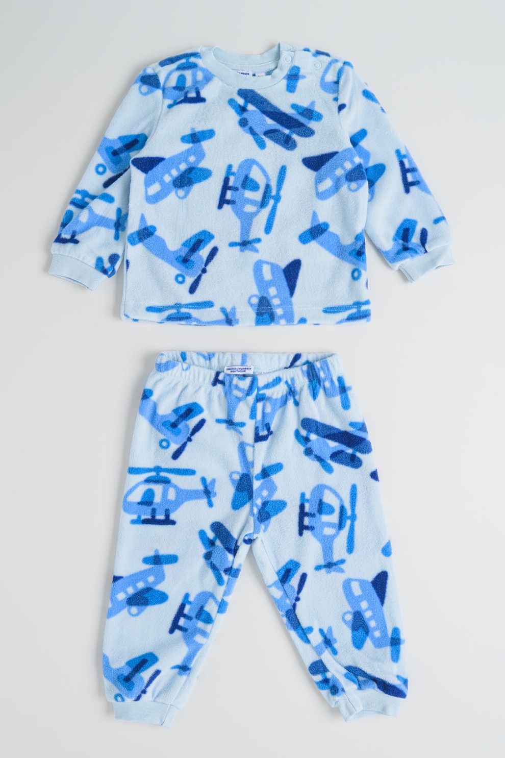 Original Marines, Pijama din material fleece cu model, Albastru pastel, Albastru deschis, 98 CM
