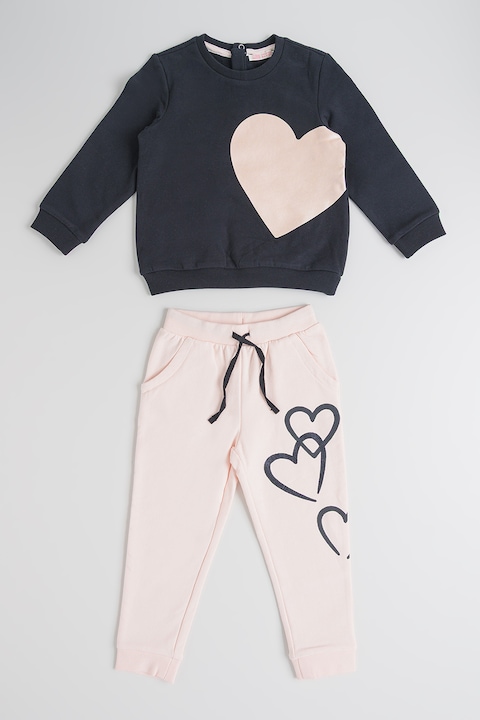 Original Marines, Trening cu imprimeu cu inima, Negru/Bej deschis, 104-110 CM