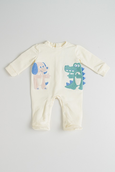 Original Marines, Salopeta din amestec de bumbac cu botosei, Verde/Alb fildes/Albastru deschis