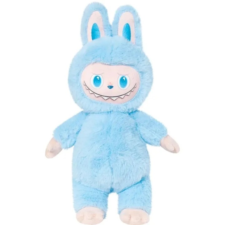 Jucarie Plus Tip Labubu Mostrulet Dragalas ABYZ Dimensiune 30cm Culoare Bleu