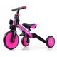 Tricicletă/bicicletă echilibru 4in1 Milly Mally Optimus Plus roz, cadru din oțel, anvelope din spumă, 12 luni+