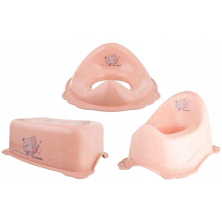 Set 3 in 1 Maltex, olita, reductor WC, suport picioare antiderapant, multicolor
