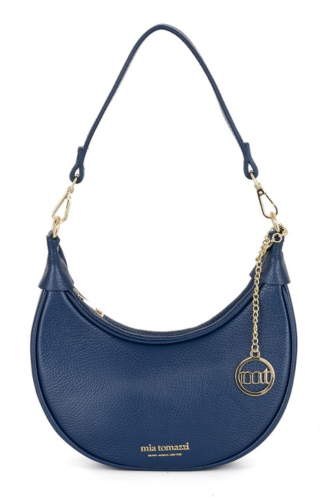 Mia Tomazzi, Geanta din piele cu bareta detasabila de umar, Albastru inchis