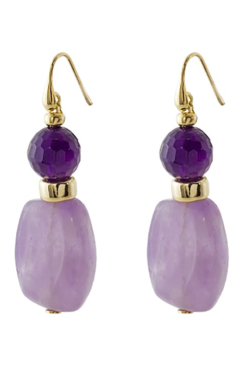 OXETTE, Cercei placati cu aur de 18K si cu agate, Auriu, Violet