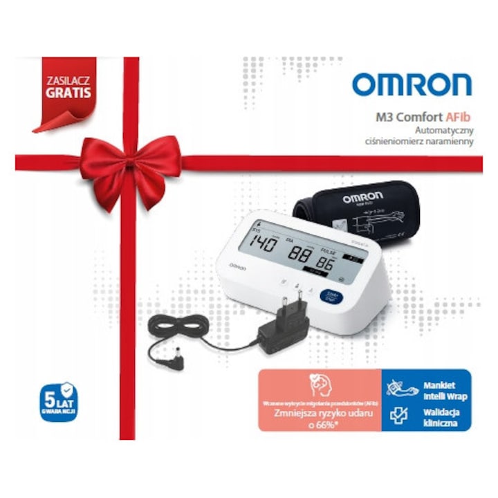 Tensiometru Omron M3 Comfort, detectie aritmie, manseta 22x42cm, adaptor inclus