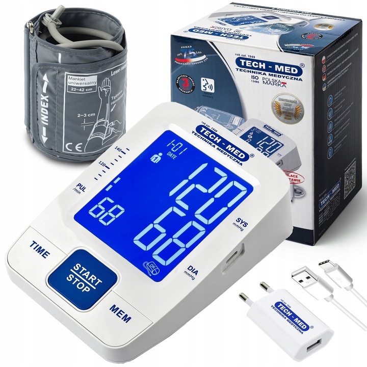 Tensiometru Brat Tech-Med TMA-CONTROL 5, functionare electronică, funcție vocală, mansetă universala 22x42cm, ecran LCD mare