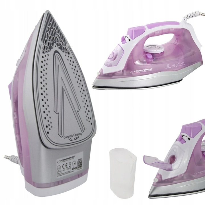 Fier de călcat cu aburi ESPERANZA, talpă ceramică, autocurățare, 2400W, 333ml