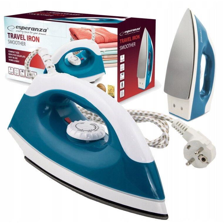 Fier de calcat turistic Esperanza SMOOTHER 1200W, negru, compact