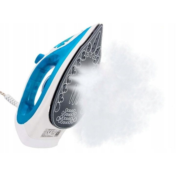 Fier de călcat cu aburi Esperanza Slider, 2200W, talpă ceramică, alb/albastru