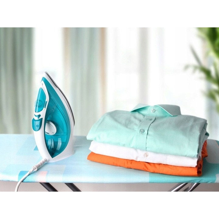 Fier de călcat cu aburi Esperanza Slider, 2200W, talpă ceramică, alb/albastru