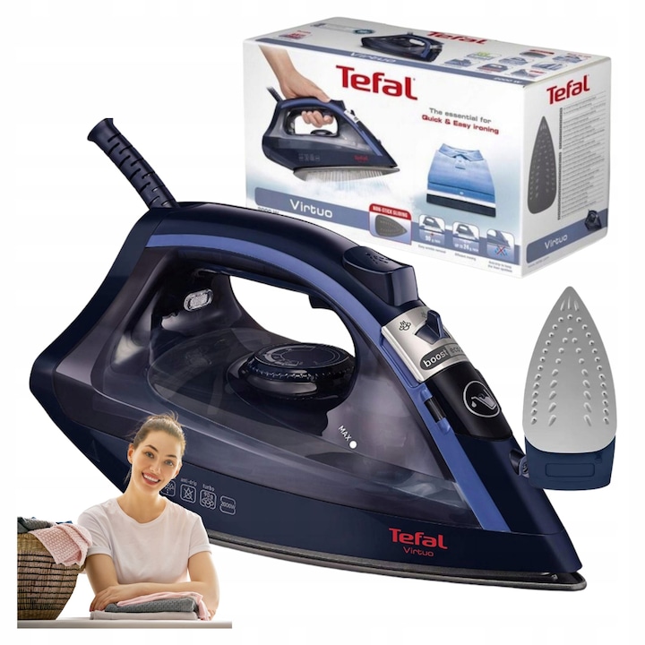 Fier de calcat Tefal Virtuo, 2000W, abur vertical, anti-picurare, rezervor 270ml