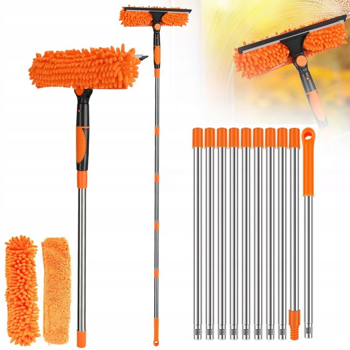 Mop electric Bedee telescopic 2 in 1, cap rotativ, bratul extensibil 4m, inclusiv lavete din microfibra
