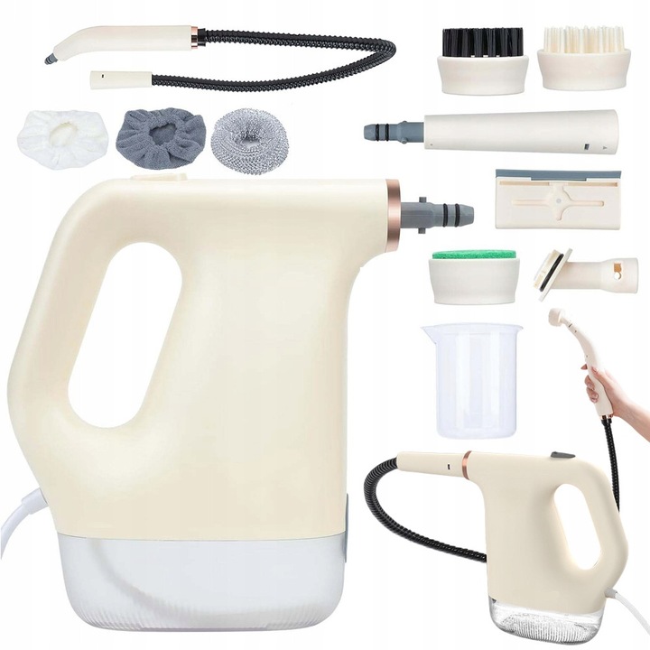 Aparat de curățat cu aburi Bedee, 1200W, rezervor 450ml, set complet accesorii, ergonomie, alimentare la rețea