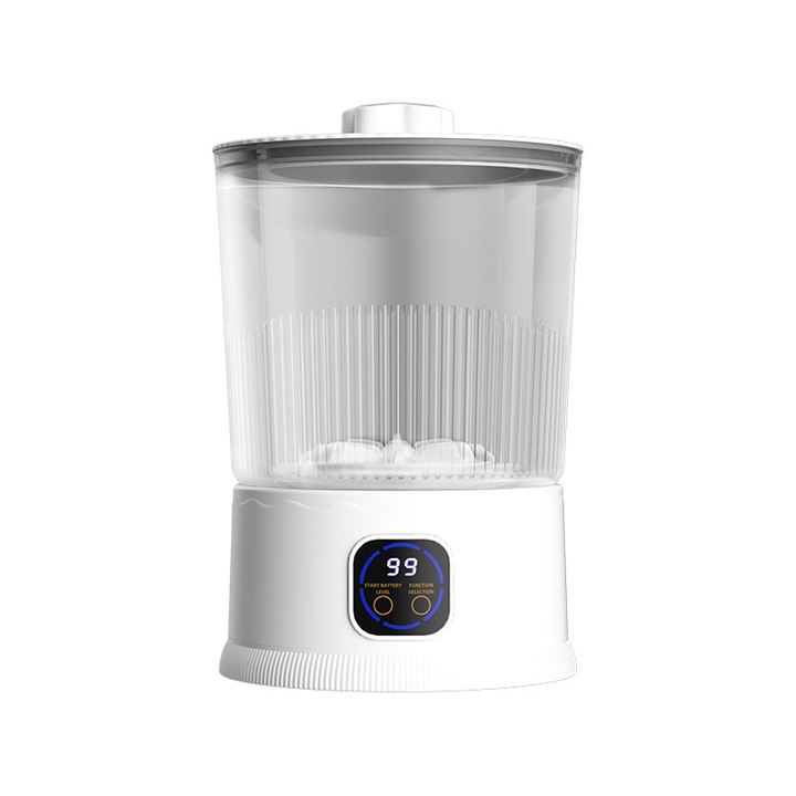 Преносима пералня, 2 литра капацитет, LED дисплей, функция таймер, подходяща за пране на бельо, бяла