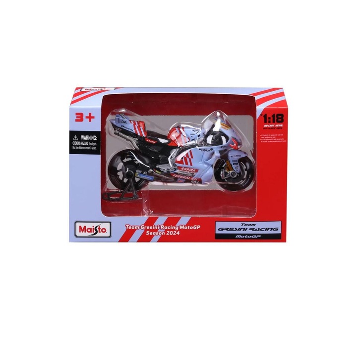 Метален мотоциклет Maisto Ducati Desmosedici GP Team, 1:18, червен, ръчен