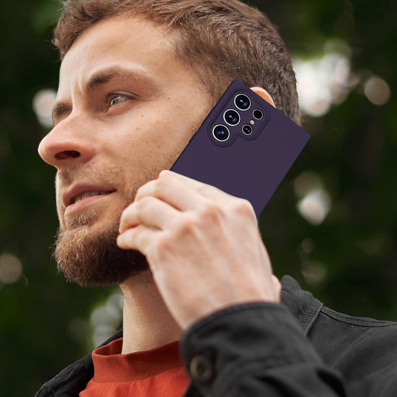 Husa protectie silicon, interior microfibra, pentru Samsung Galaxy S24 Ultra, violet inchis, anti-amprenta, ultra subtire