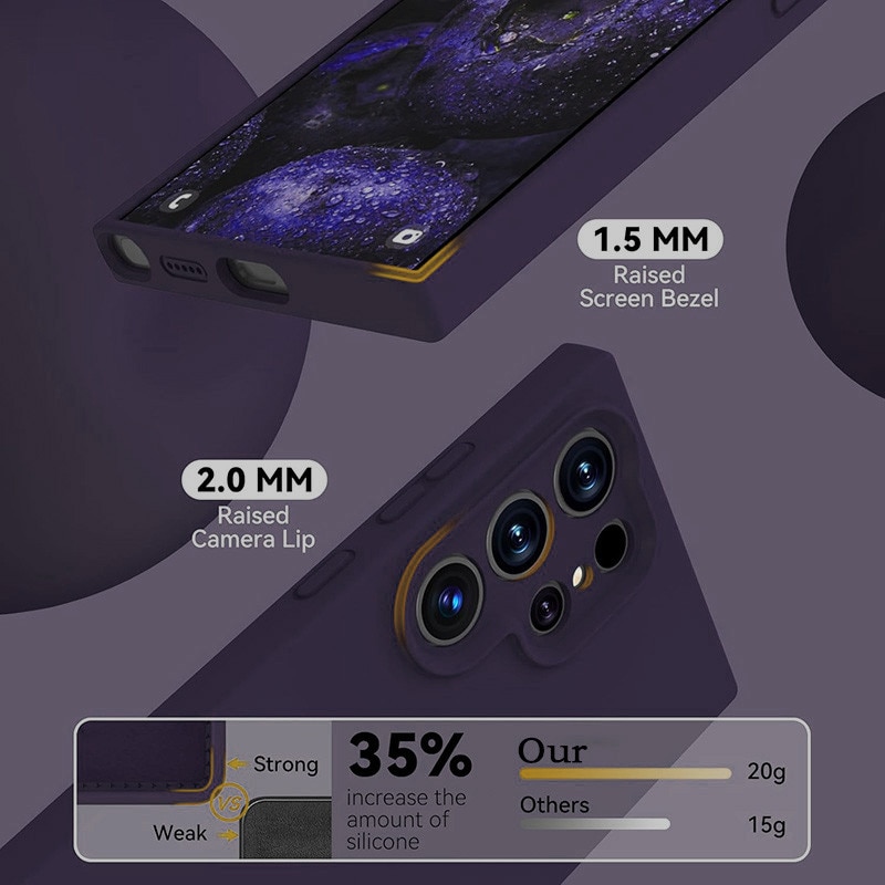 Husa protectie silicon, interior microfibra, pentru Samsung Galaxy S24 Ultra, violet inchis, anti-amprenta, ultra subtire