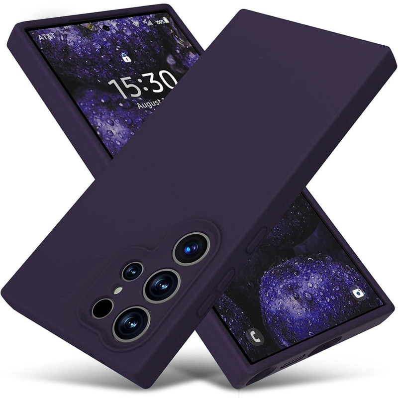 Husa protectie silicon, interior microfibra, pentru Samsung Galaxy S24 Ultra, violet inchis, anti-amprenta, ultra subtire