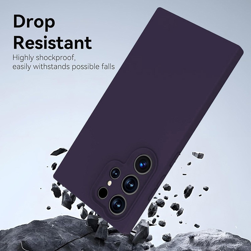 Husa protectie silicon, interior microfibra, pentru Samsung Galaxy S24 Ultra, violet inchis, anti-amprenta, ultra subtire