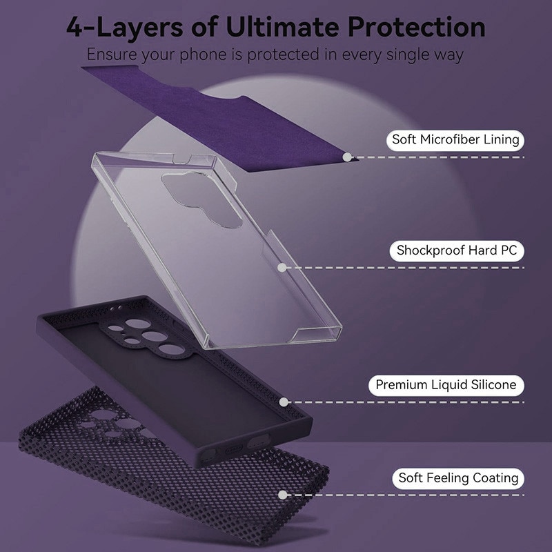 Husa protectie silicon, interior microfibra, pentru Samsung Galaxy S24 Ultra, violet inchis, anti-amprenta, ultra subtire