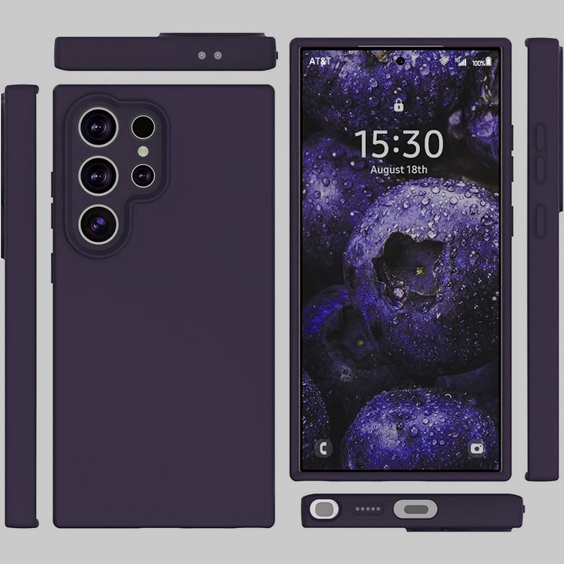 Husa protectie silicon, interior microfibra, pentru Samsung Galaxy S24 Ultra, violet inchis, anti-amprenta, ultra subtire