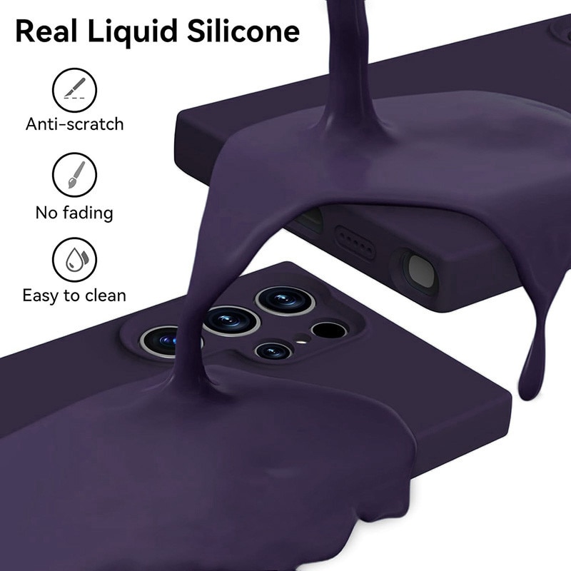 Husa protectie silicon, interior microfibra, pentru Samsung Galaxy S24 Ultra, violet inchis, anti-amprenta, ultra subtire