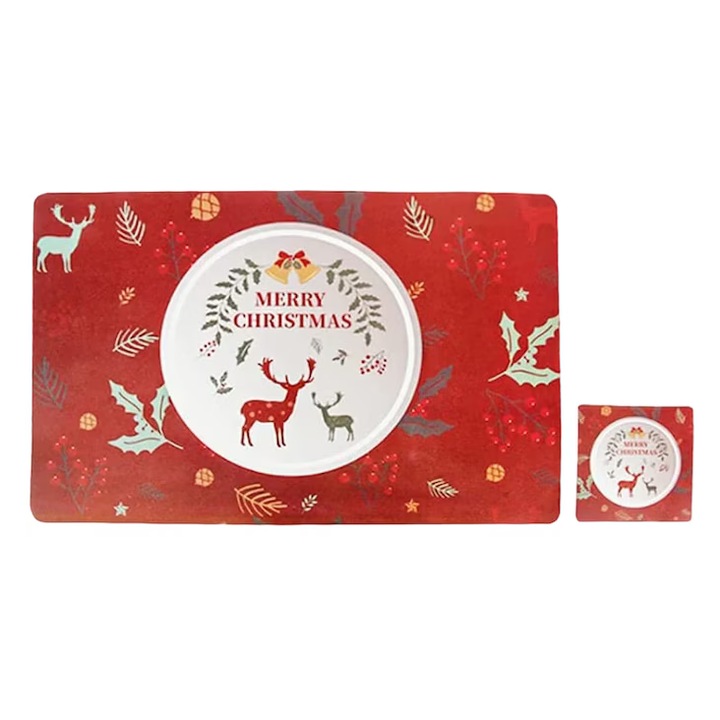 Set 12 piese, 6 naproane pentru farfurii si 6 pentru cani sau pahare Anyingkai, 6 x 28 x 43 cm, 6 x 10 x 10 cm, PVC, multicolor