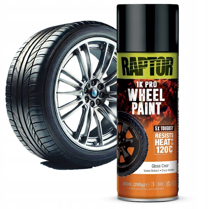 Lac Spray pentru Jante, U-POL, Transparent Lucios, Rezistent la Praf de Frână, 400ml