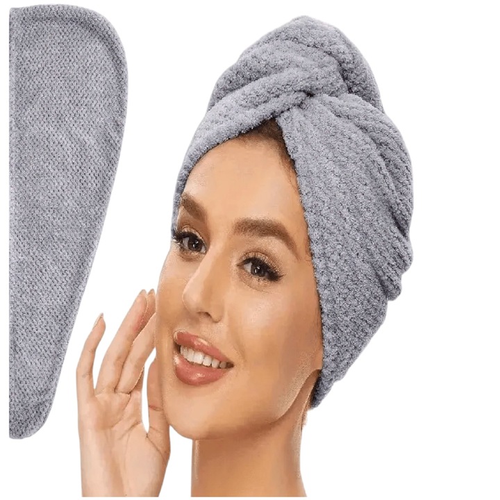 Дамска кърпа за коса, мека материя, сива