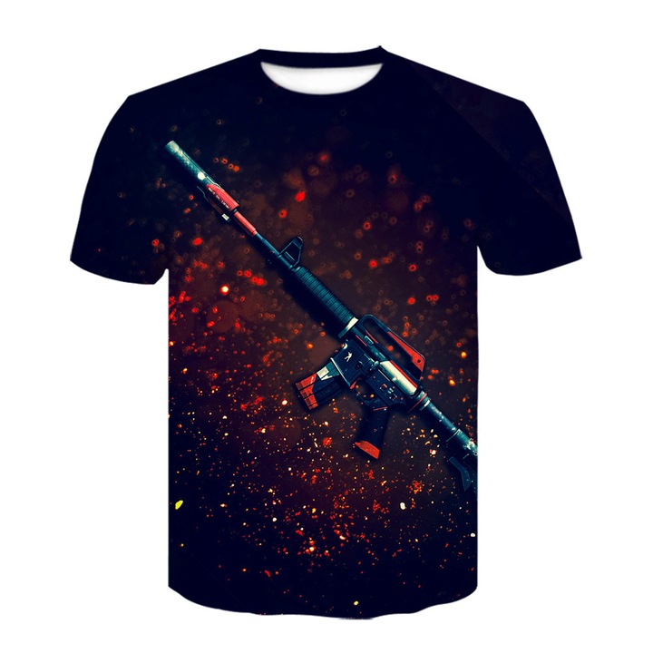 Комплект от 2 броя тениски с къс ръкав CS:GO, бял, Размер L, 140 CM