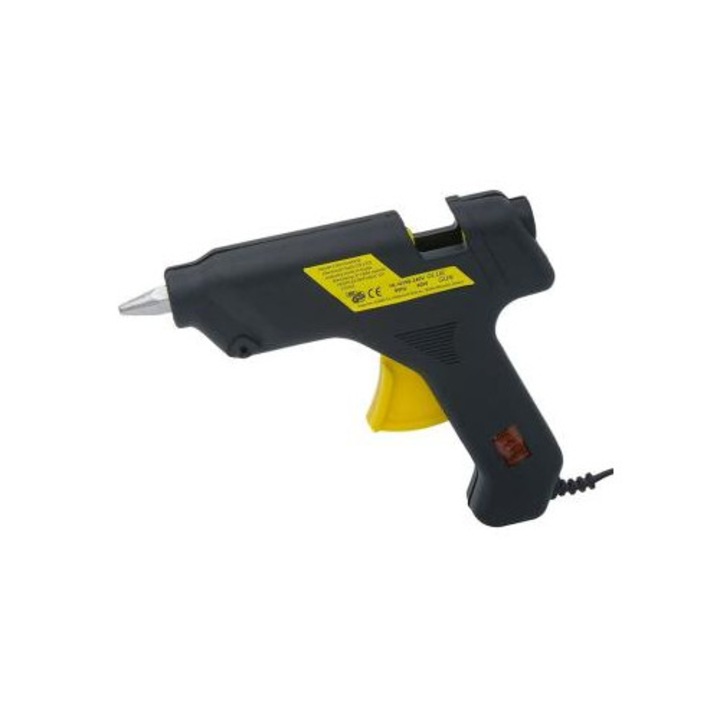 Черен термо пистолет за лепене 60W + 5 жълти пълнителя