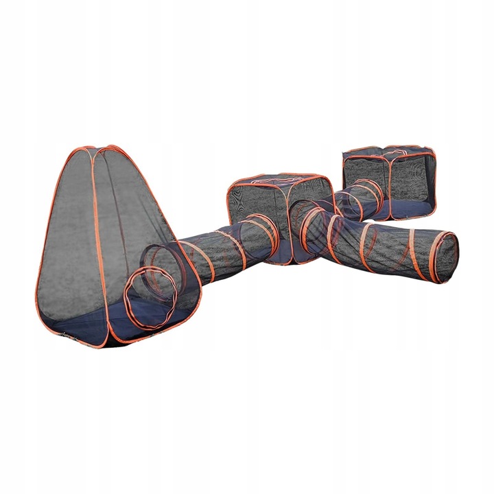 Cort și tunel pentru animale mici, spațiu generos 120x46cm cort, 30x310cm tunel, plasmă respirabilă, design anti-evadare