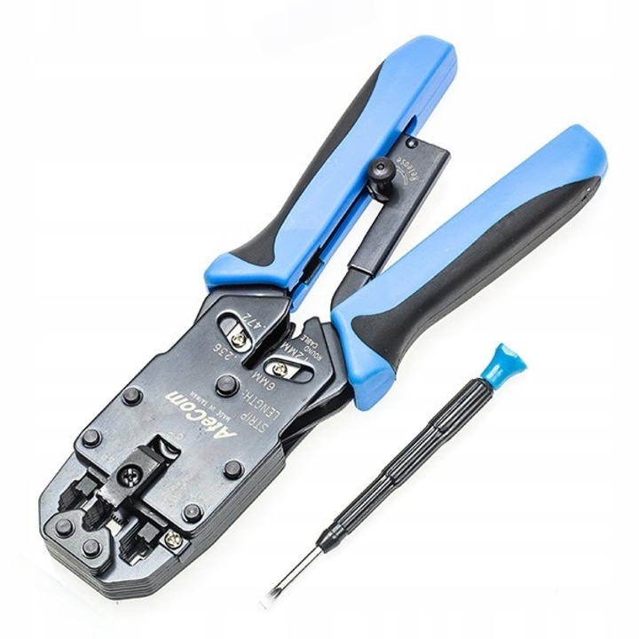 Cleste Presa Modulara Hanlong HT-2008AR, RJ45/RJ11/RJ12/RJ9, taietor cablu, dezizolator, blocare brate