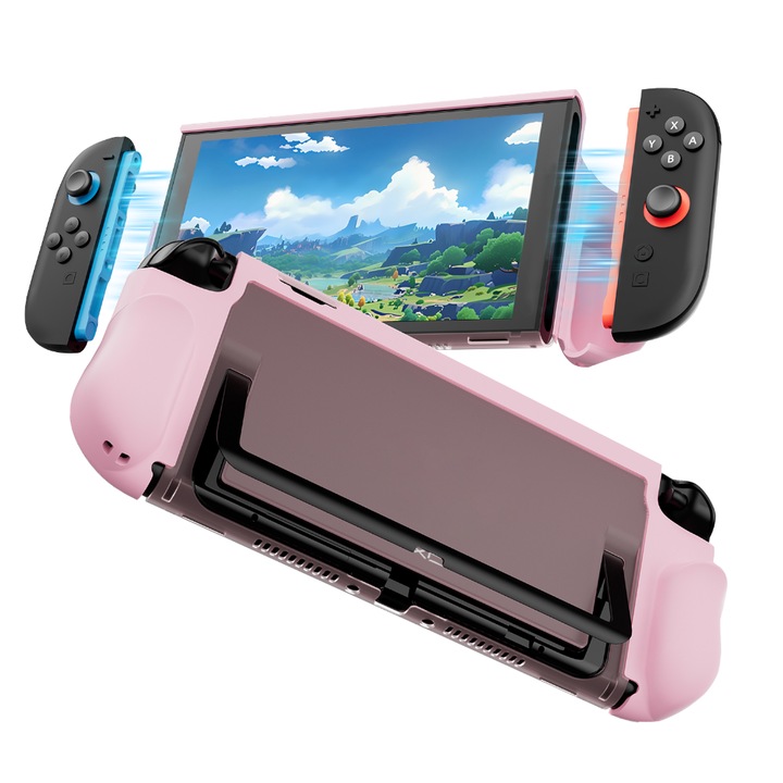 Husa pentru consola, YAXO Buzzard, pentru Nintendo Switch 2, constructie hibrida din TPU si PC, Roz neon