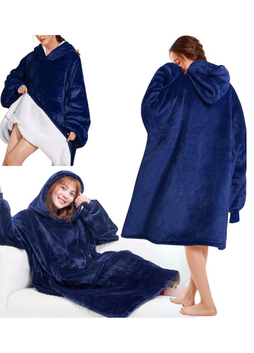 Hanorac Patura Oversize HS, Gluga, Albastru, Unisex