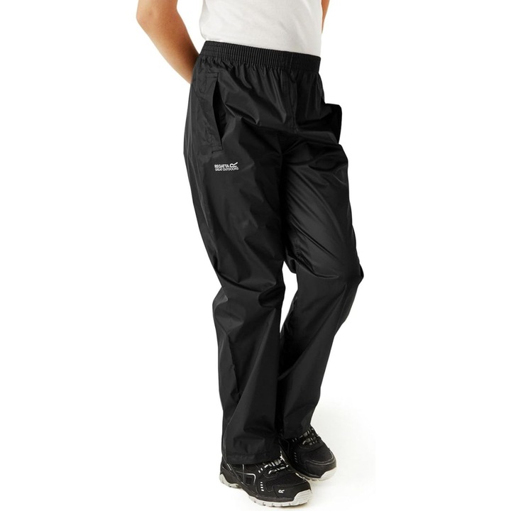 Regatta Pack-It gyerek sportnadrág, vízálló, szélálló, poliamid, fekete