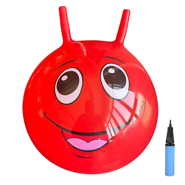 Minge saltareata Autocise, cu maner, rosu, 45cm, set cu pompa de aer