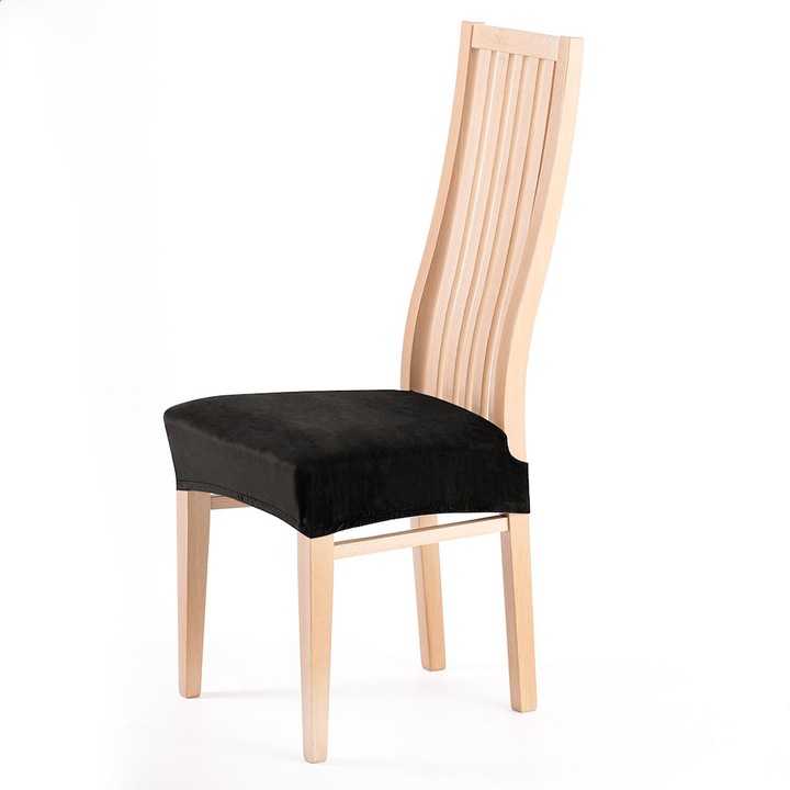 Калъф за стол Amelia Home Sento, едноцветен, велур, черен, 40x40x5 см, 1 бр