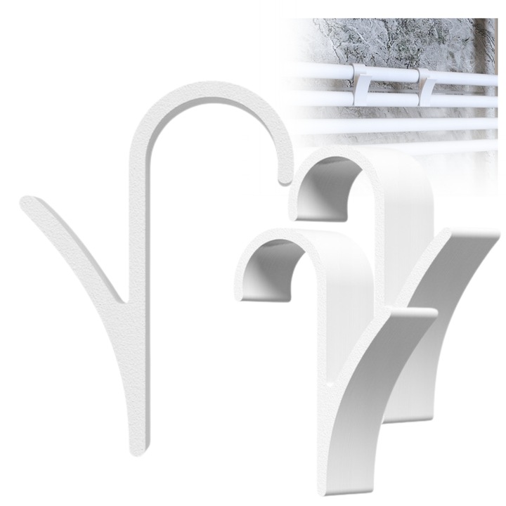 Set carlige pentru radiator Granitan, 66x20x3mm, material PVC, alb