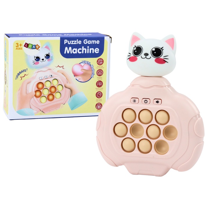 Consola de jocuri arcade Pop-It Kitty roz cu vibratii si pad senzorial