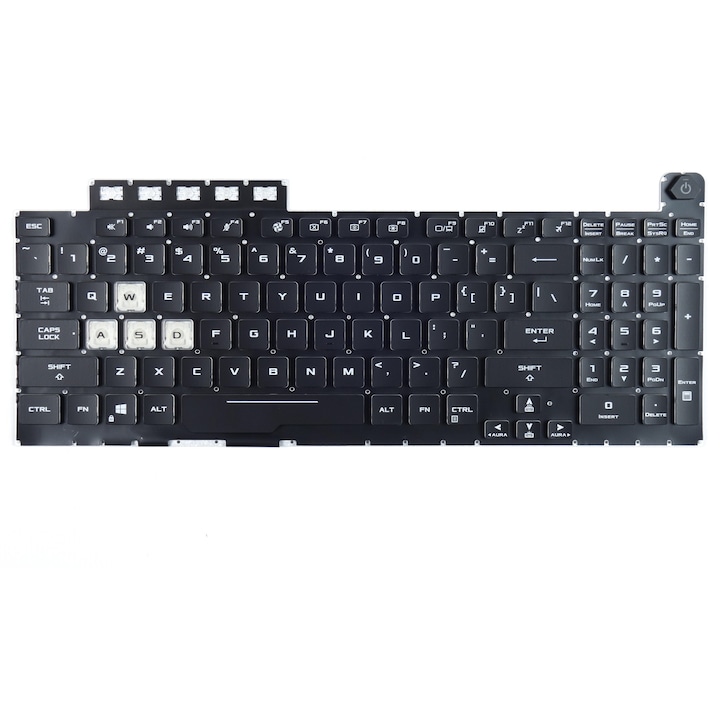 Tastatura TRADEBIT TUF Gaming FX506 FX706 RGB LED, QWERTY US, iluminare 30x10x5cm