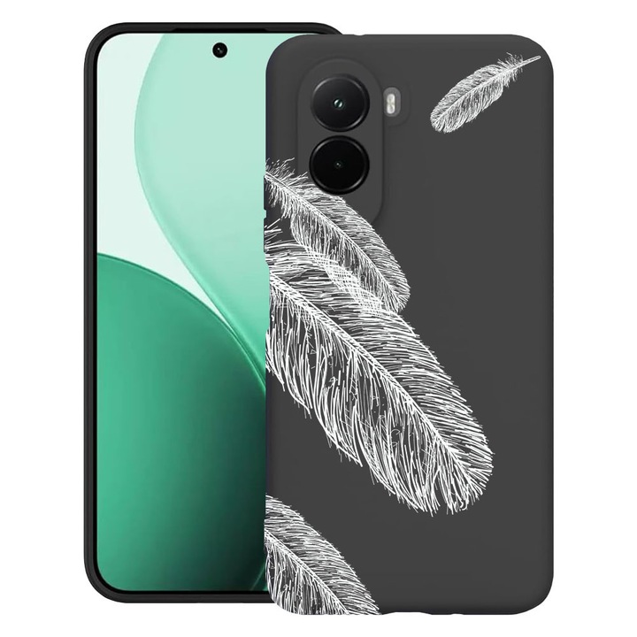 BestCase® Husa TPU Ultra Slim Compatibil cu Poco M7, cu Design Feathers Minimal, 3119618 B 18