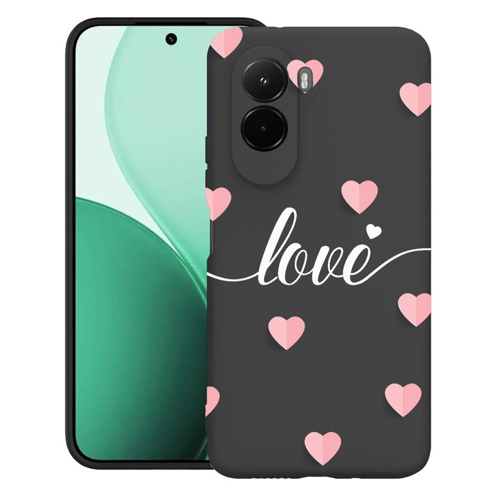 BestCase® Husa TPU Ultra Slim Compatibil cu Poco M7, cu Design Love Flying Hearts, 3119618 B 85