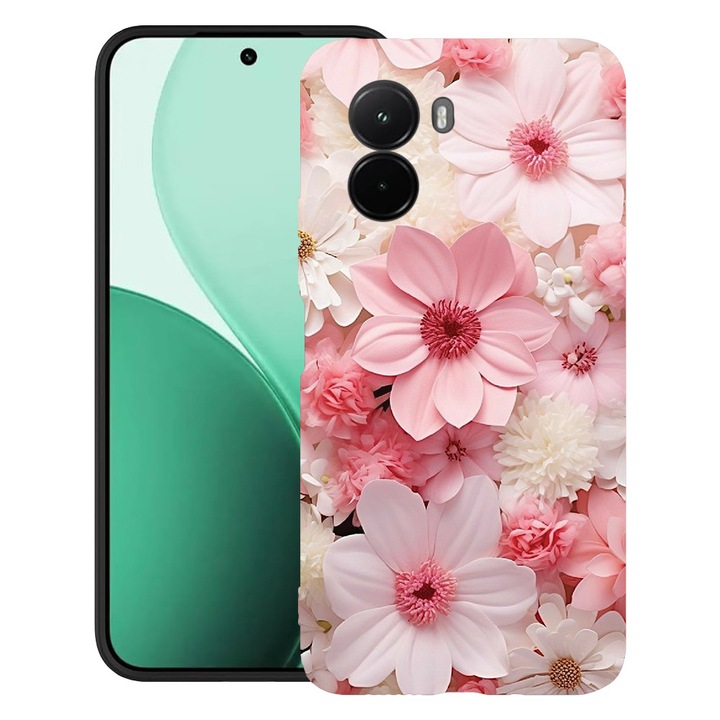 BestCase® Husa TPU Ultra Slim Compatibil cu Poco M7, cu Design Pink And White Daisy, 3119618 B 1145
